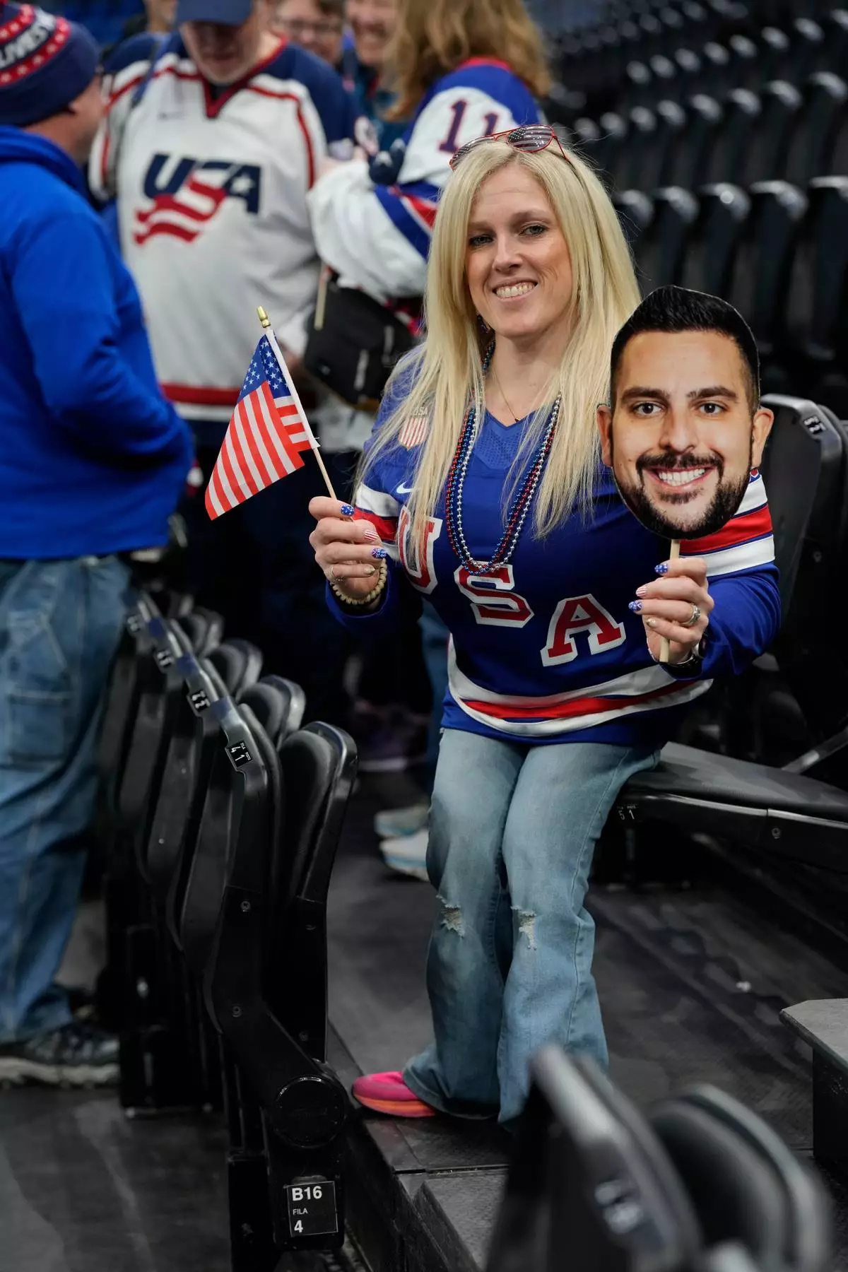 United States women's para ice hockey captain Erica McKee poses at the 2026 Winter Paralympics, in Milan, Italy, Monday, March 9, 2026. (AP Photo/Luca Bruno)