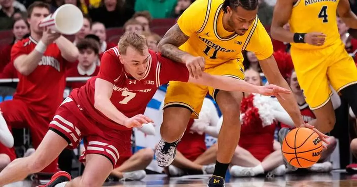 Lendeborg makes a tiebreaking 3 as No. 3 Michigan tops No. 23 Wisconsin 68-65 in Big Ten semis