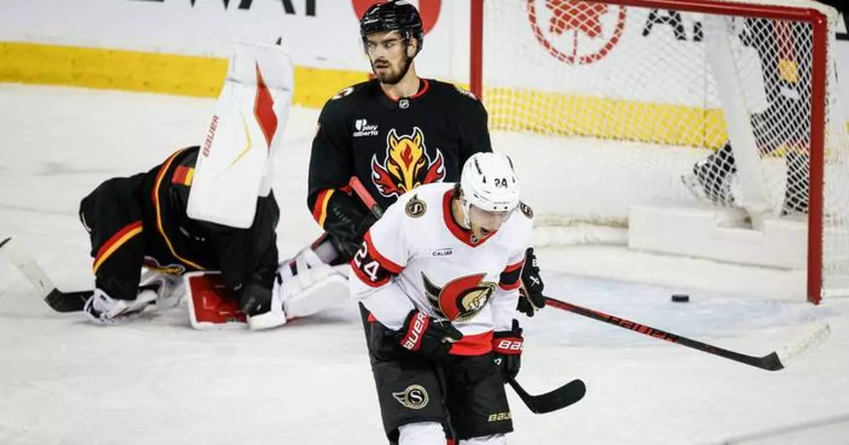 Dylan Cozens scores a power-play goal to lift the Senators past the Flames 4-1