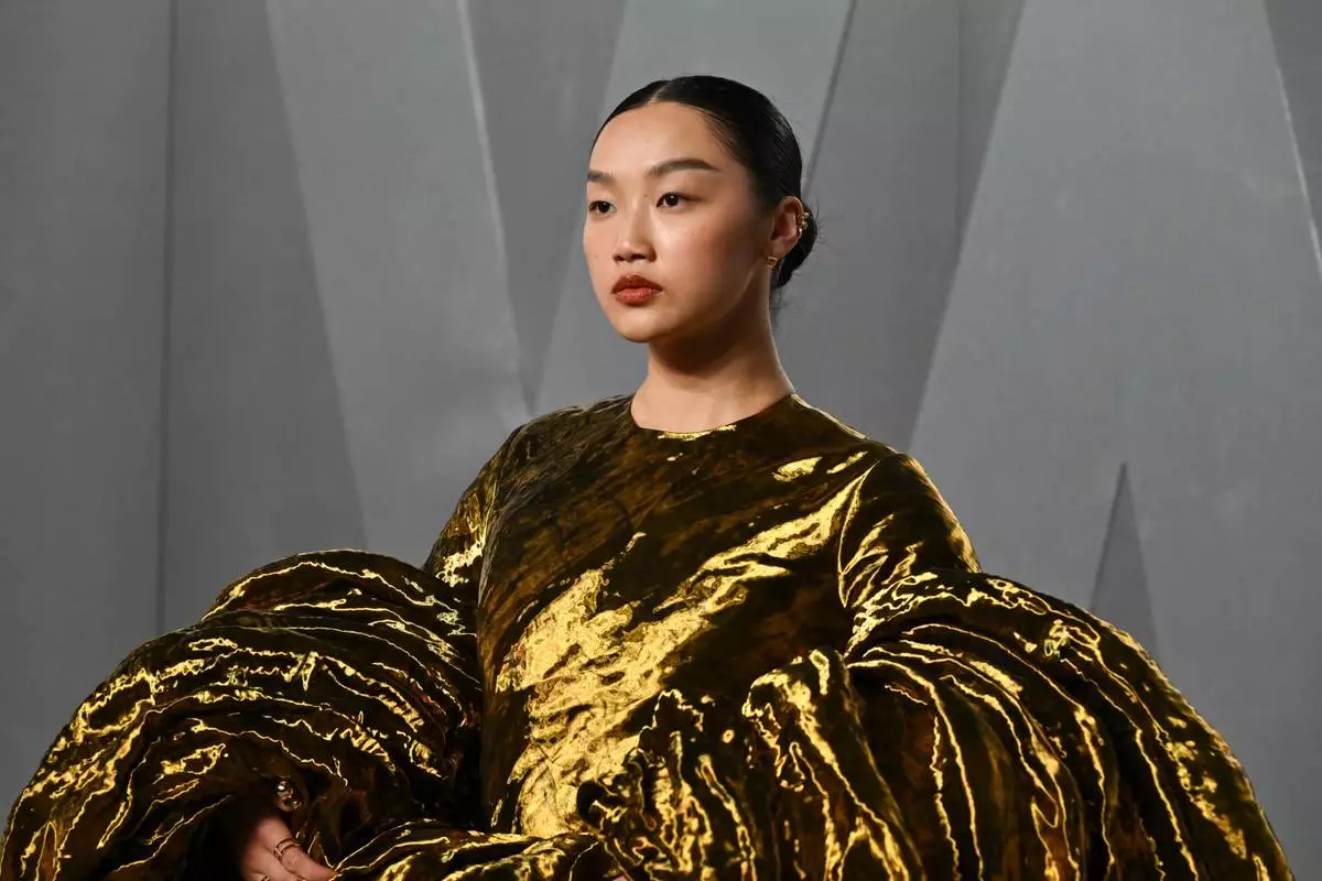 Audrey Nuna arrives at the Vanity Fair Oscar Party on Sunday, March 15, 2026, at the Los Angeles County Museum of Art in Los Angeles. (Photo by Evan Agostini/Invision/AP)