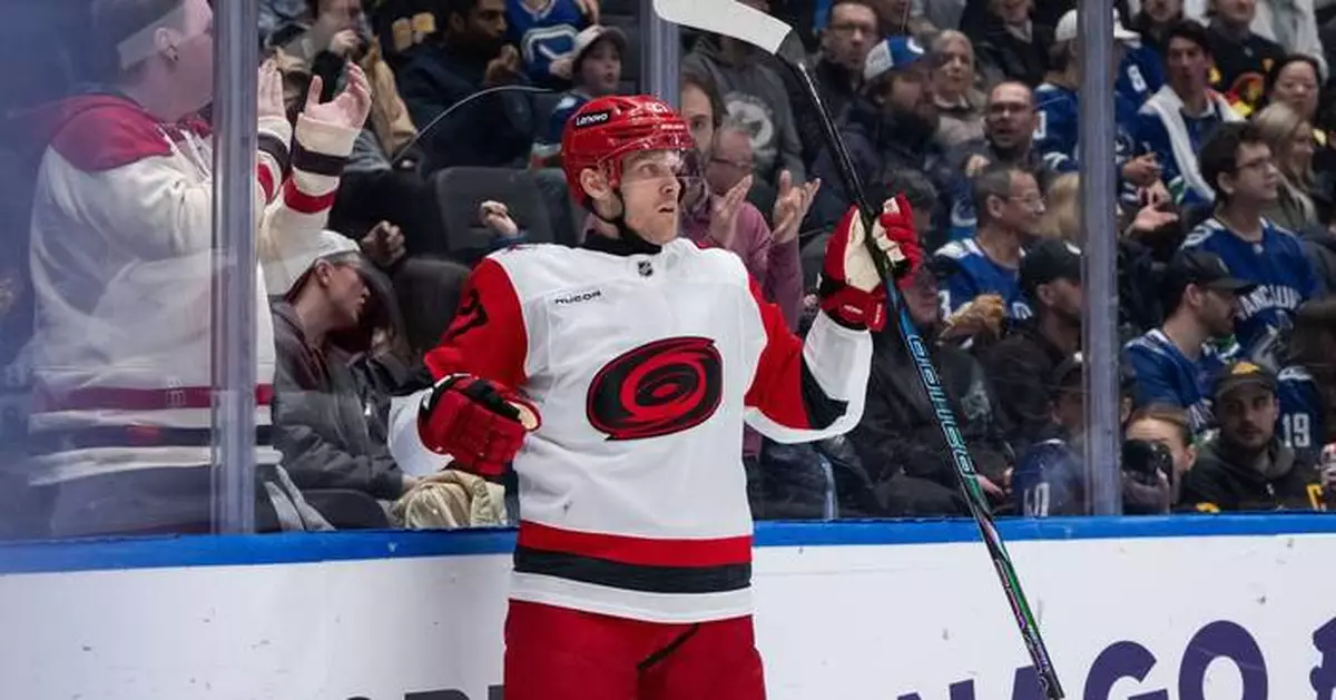 Nikolaj Ehlers' hat trick leads Hurricanes past Canucks 6-4