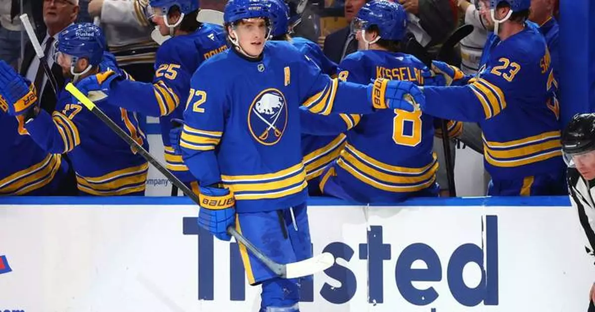 Thompson honored for Olympic gold-medal win, then scores in Sabres' 3-2 victory over Golden Knights