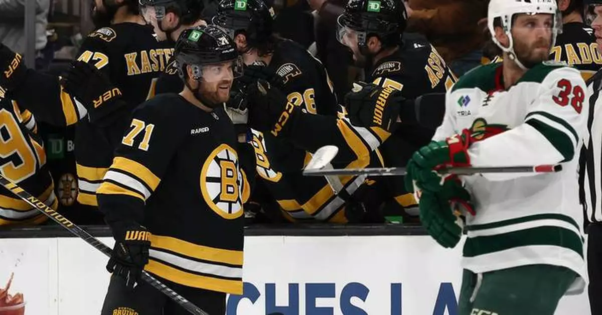 Pavel Zacha scores twice as Bruins beat Minnesota 6-3, spoiling Wild's chance to clinch playoff spot