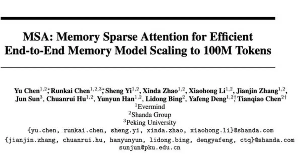 Breaking the 100M Token Limit: EverMind's MSA Architecture Achieves Efficient End-to-End Long-Term Memory for LLMs