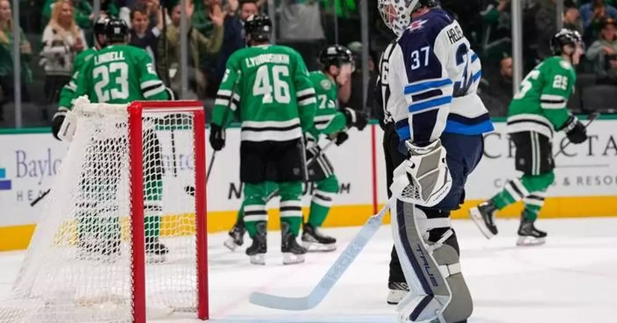 Jake Oettinger beats Connor Hellebuyck in matchup of Team USA goaltenders as Stars blank Jets 3-0