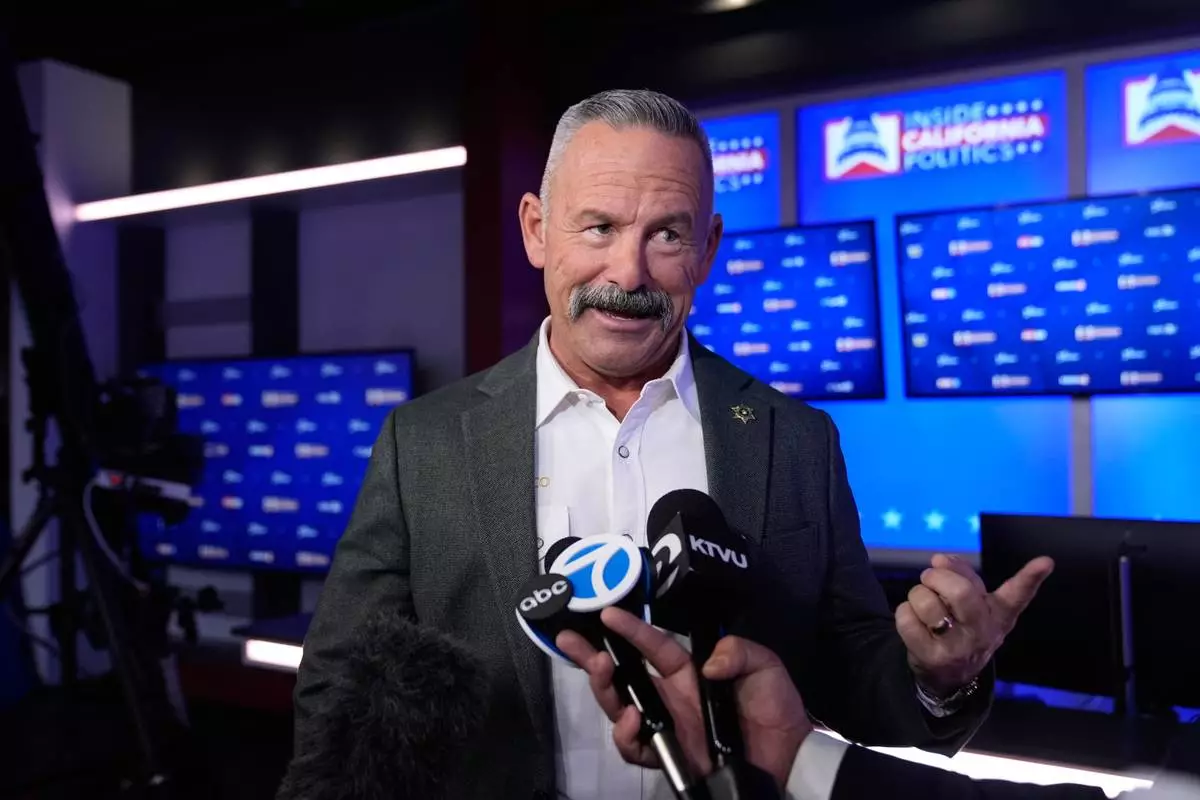 California's gubernatorial candidate Chad Bianco speaks after a debate, Wednesday, April 22, 2026, in San Francisco. (AP Photo/Godofredo A. Vásquez)
