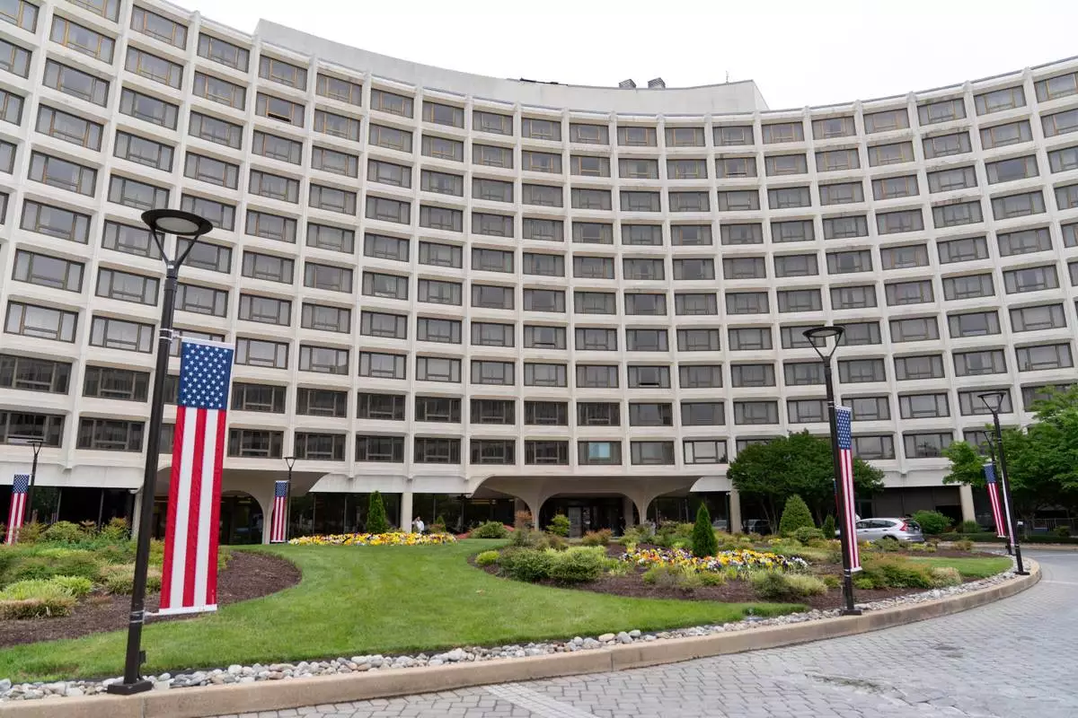 The Washington Hilton hotel is seen on Sunday, April, 26, 2026, in Washington. (AP Photo/Jose Luis Magana)
