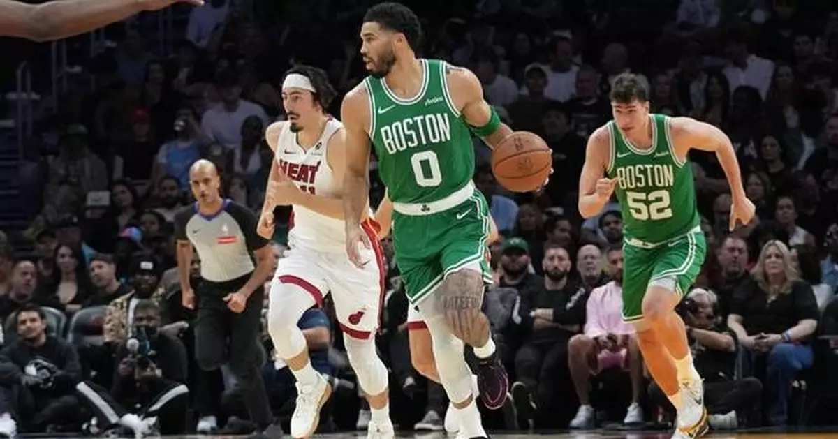 Brown scores 43, Tatum has triple-double and Celtics run away from Heat, 147-129
