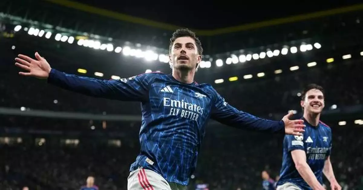 Arsenal beats Sporting Lisbon on Havertz's late goal in Champions League quarterfinals