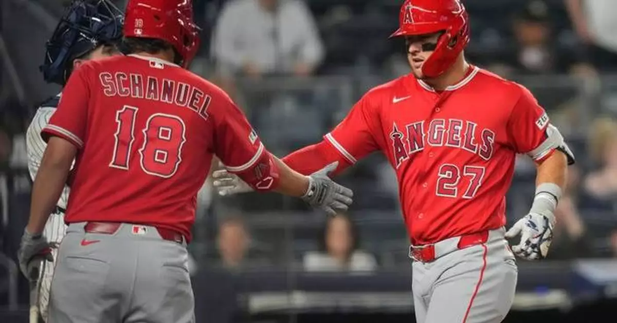 Trout puts Angels ahead with 3rd homer in 2 games, and this time Judge and Yankees don't bounce back