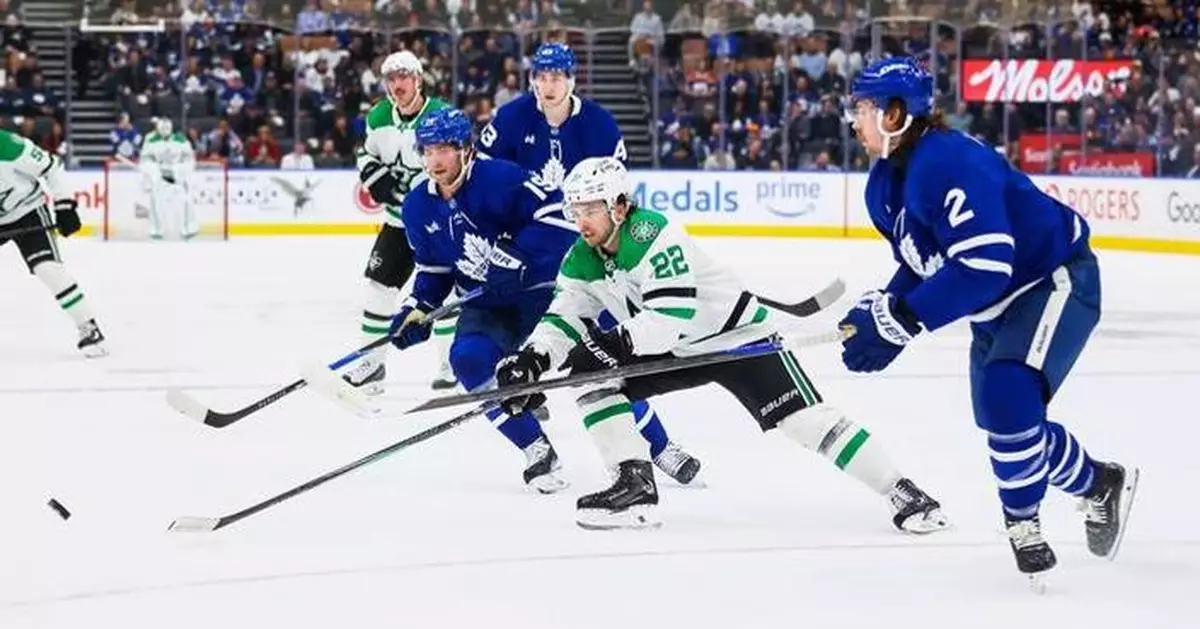 Bourque's 4-point game helps the Stars rally past the Maple Leafs 6-5