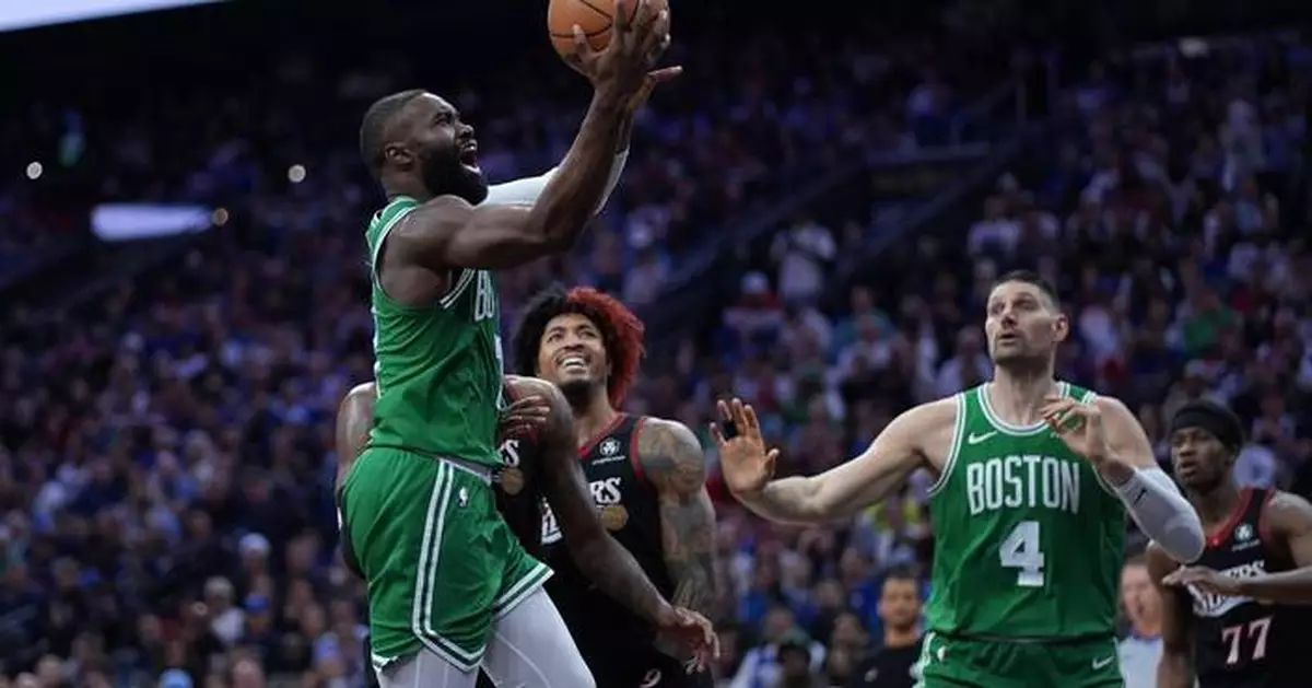 Celtics beat the 76ers 108-100 in Game 3 behind 25 points each from Tatum and Brown