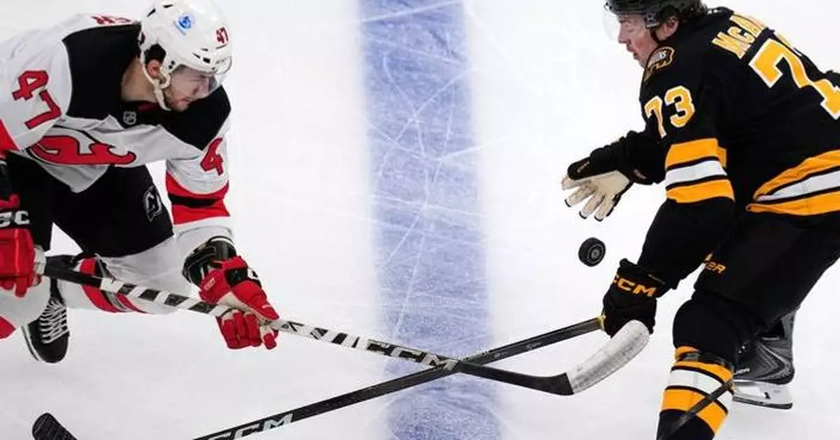 Kastelic scores 2, Swayman posts shutout as Bruins stop Devils 4-0 to clinch East's top wild card