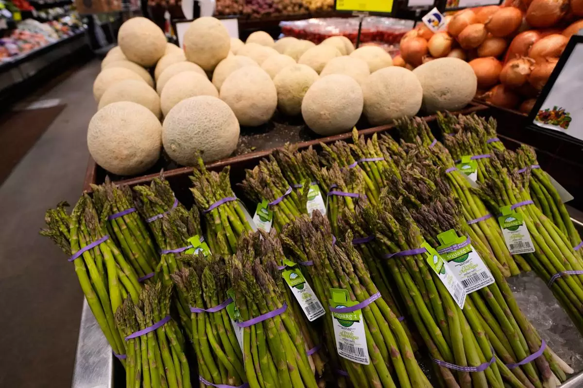 FILE - Asparagus stocks are displayed at a market Dec. 11, 2025, in Salem, N.H. (AP Photo/Charles Krupa. File)