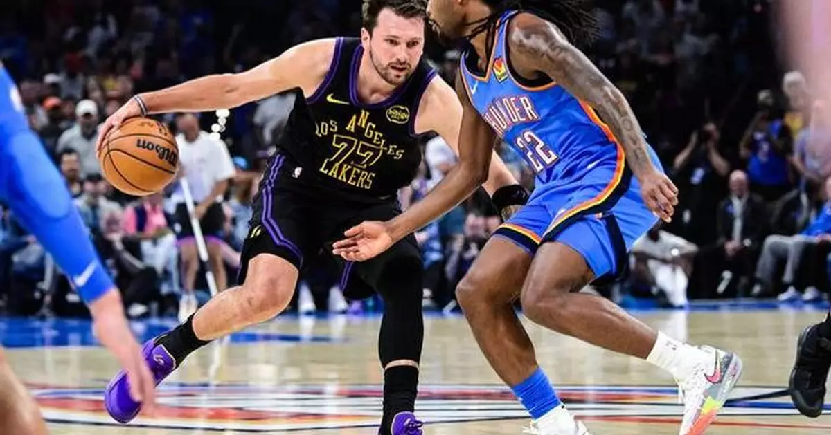 Lakers' Luka Doncic hurts left hamstring in a blowout loss to Thunder with MRI set for Friday