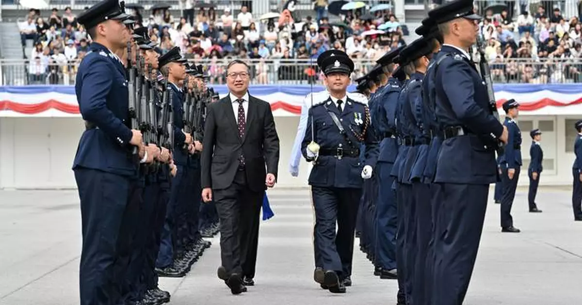 Secretary for Justice Inspects Passing-out Parade at HK Police College
