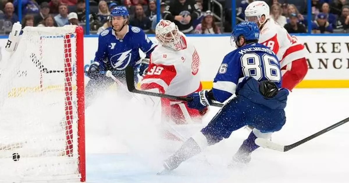 Nikita Kucherov scores 27 seconds into OT to give the Lightning a 4-3 victory against the Red Wings