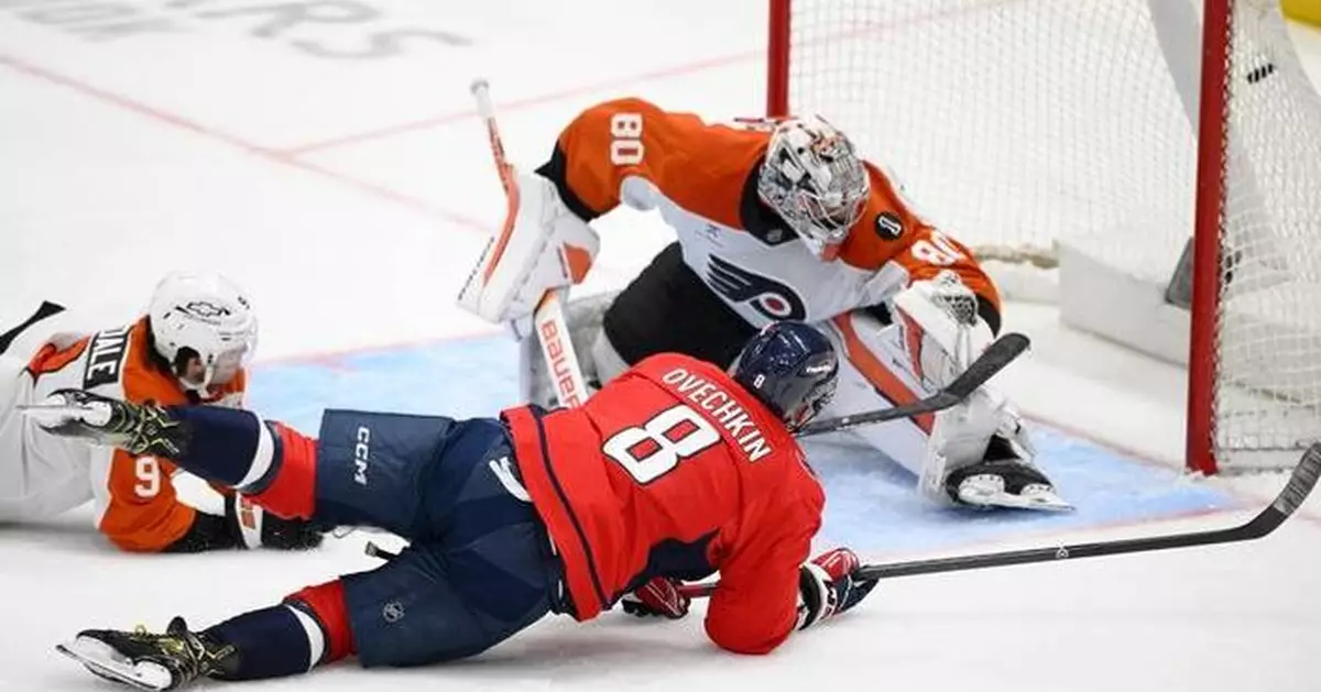 Alex Ovechkin scores twice, hitting 30 goals for 20th season, as Capitals beat Flyers 6-4