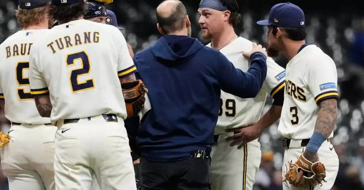 Brewers' Chad Patrick briefly deals with vision trouble before staying in game and earning the win