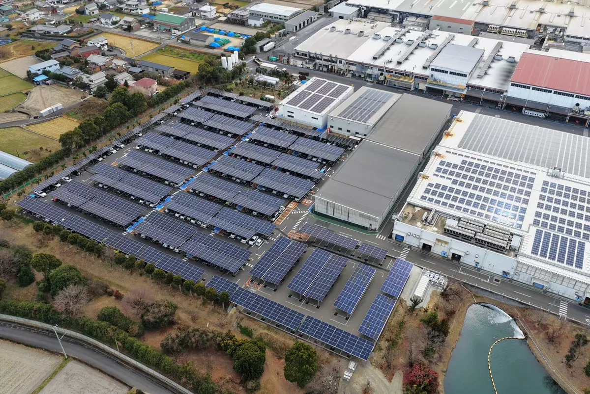 The 2MW solar carport was installed in Kagawa - JTEKT key producing site