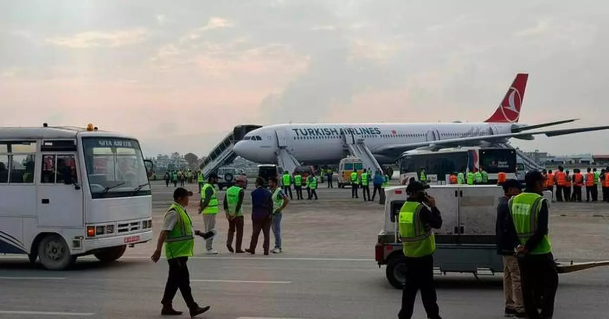 Turkish Airlines jet catches fire while landing at Nepal's main airport; all passengers safe