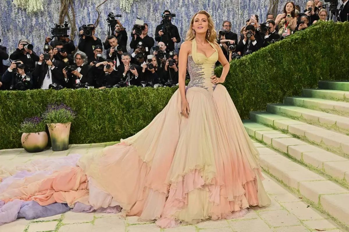 Blake Lively arrives at The Metropolitan Museum of Art's Costume Institute benefit gala celebrating the opening of the "Costume Art" exhibition on Monday, May 4, 2026, in New York. (Photo by Evan Agostini/Invision/AP)