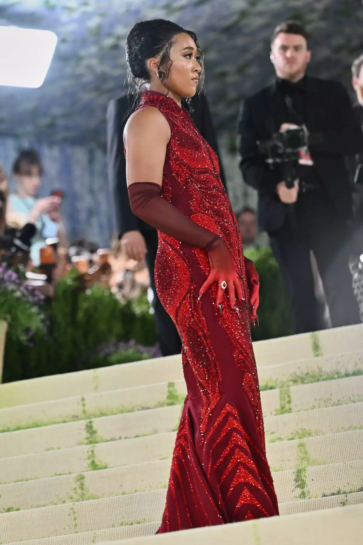 Naomi Osaka arrives at The Metropolitan Museum of Art's Costume Institute benefit gala celebrating the opening of the "Costume Art" exhibition on Monday, May 4, 2026, in New York. (Photo by Evan Agostini/Invision/AP)
