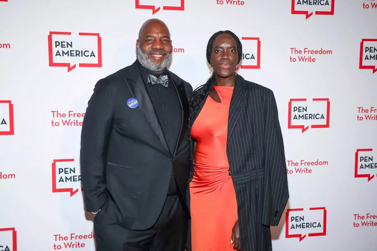 Jelani Cobb, left, and Danielle Powell Cobb attend the PEN America Literary Gala at The American Museum of Natural History on Thursday, May 14, 2026, in New York. (Photo by Andy Kropa/Invision/AP)