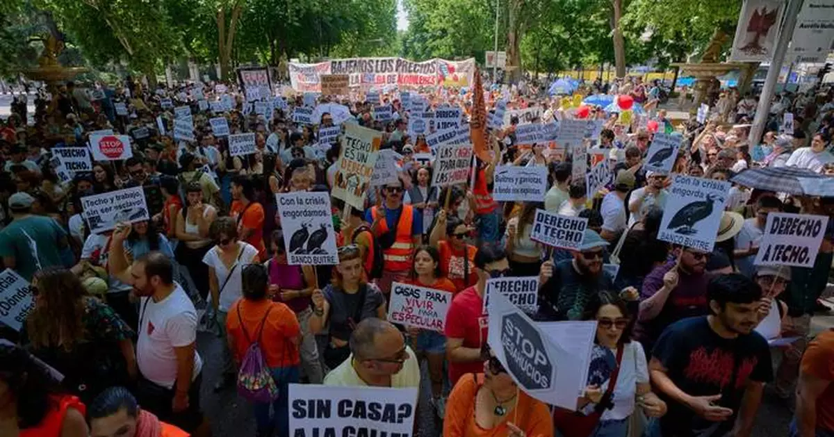 Thousands in Spain's capital protest increasing housing costs