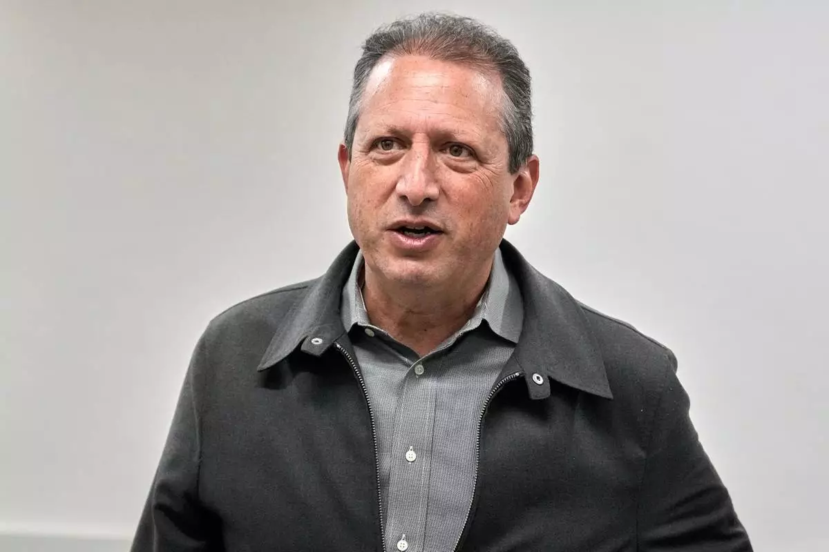 Candidate for U.S. Congress Brad Lander appears outside a Federal Immigration Courtroom, in New York, Monday, May 11, 2026. (AP Photo/Richard Drew)