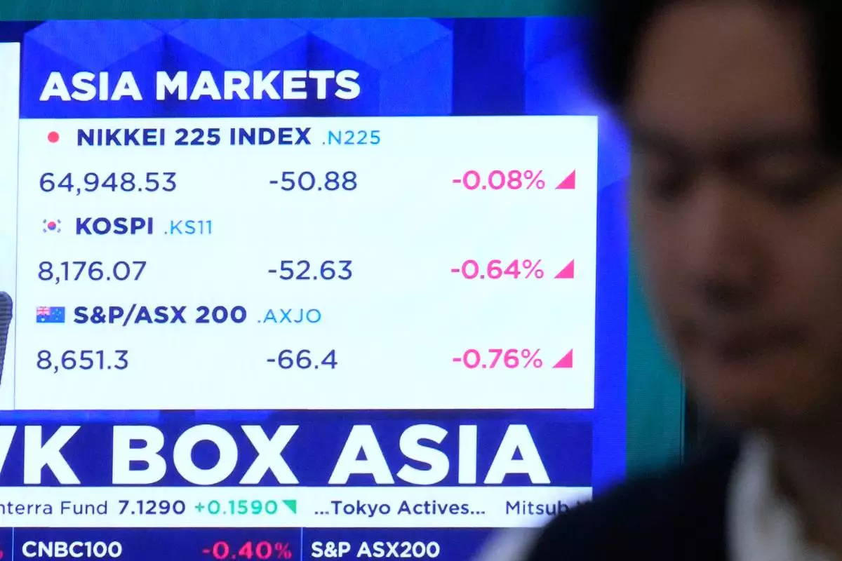 Asia markets index of Japan, South Korea and Australia is seen on a screen at the foreign exchange dealing room of the Hana Bank headquarters in Seoul, South Korea, Thursday, May 28, 2026. (AP Photo/Ahn Young-joon)