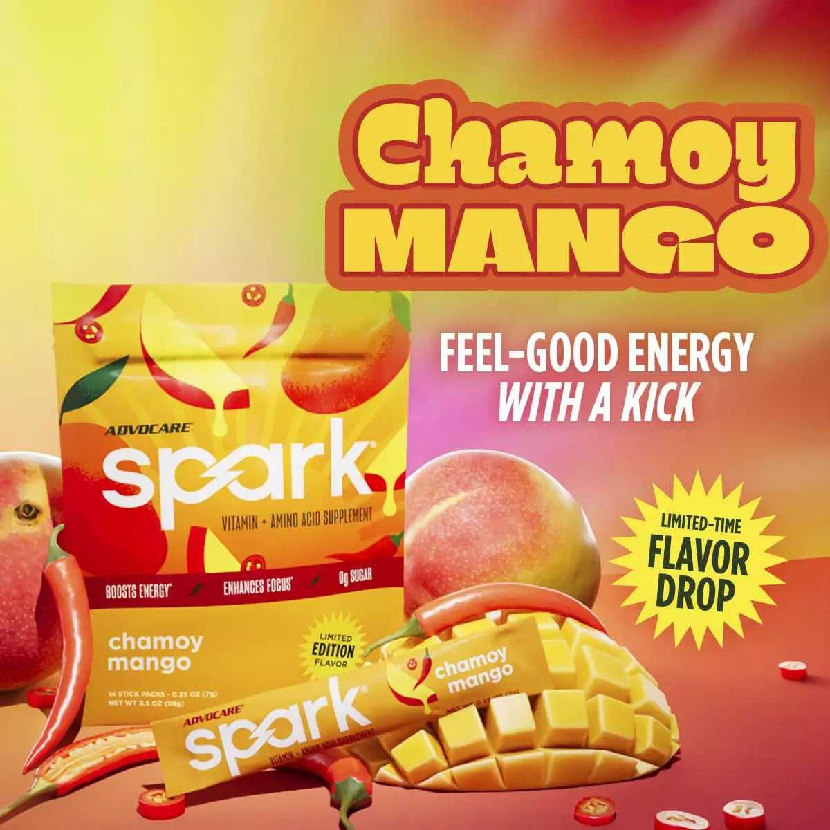 Sweet. Tangy. Unapologetically bold. Meet Spark® Chamoy Mango—your limited‑time energy boost with a kick, inspired by a classic and built to move you. Grab it before it’s gone.