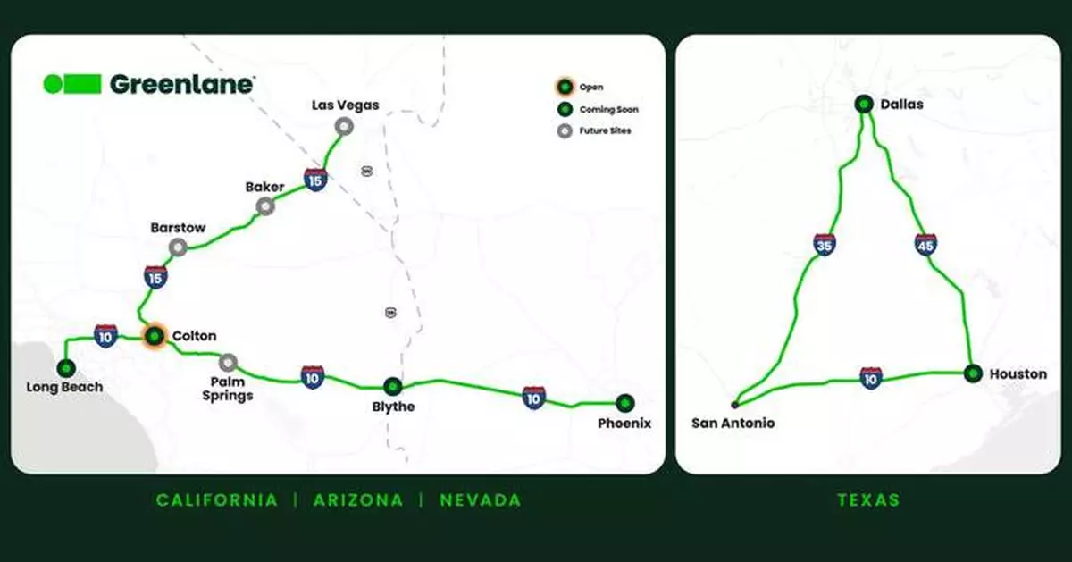 Greenlane Infrastructure Expands Electric Truck Charging Network into Texas