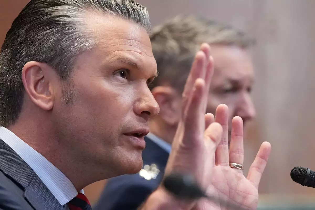 Defense Secretary Pete Hegseth testifies at a Senate Appropriations subcommittee on defense hearing on the budget request for the Department of Defense, Tuesday, May 12, 2026, in Washington. (AP Photo/Alex Brandon)
