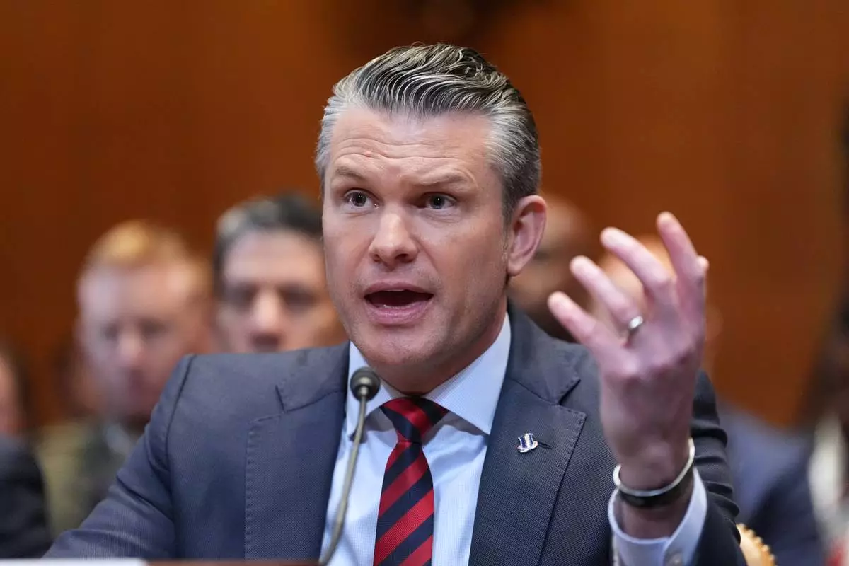 Defense Secretary Pete Hegseth testifies at a Senate Appropriations subcommittee on defense hearing on the budget request for the Department of Defense, Tuesday, May 12, 2026, in Washington. (AP Photo/Alex Brandon)