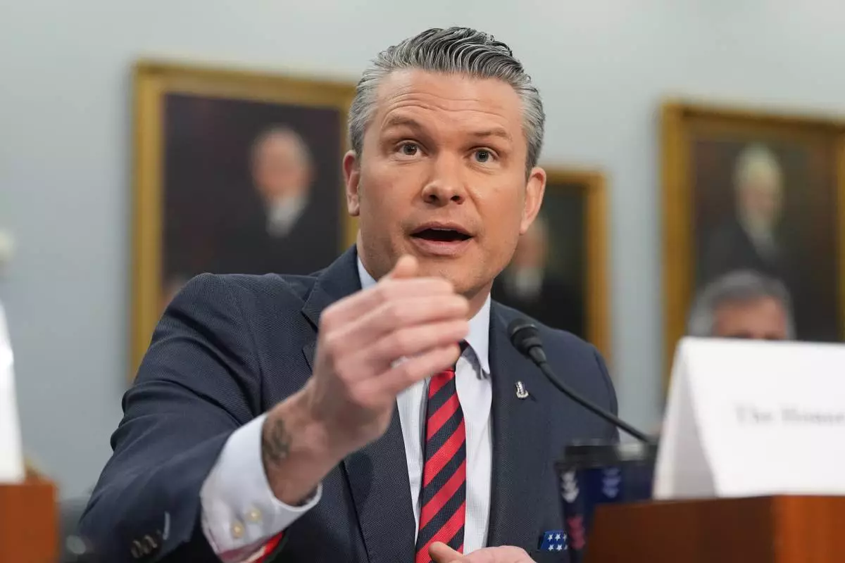 Defense Secretary Pete Hegseth testifies at a House Appropriations subcommittee budget hearing for the Department of Defense, Tuesday, May 12, 2026, in Washington. (AP Photo/Alex Brandon)