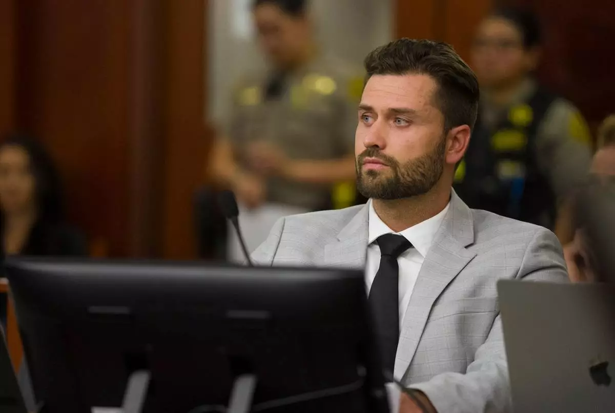 Dakota Mortensen appears in Third District Court for a hearing regarding protective orders between him and his former partner Taylor Frankie Paul in Salt Lake City, Thursday, April 30, 2026. (Bethany Baker/The Salt Lake Tribune via AP, Pool)
