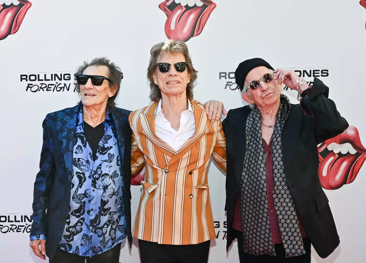 Ronnie Wood, left, Mick Jagger and Keith Richards attend The Rolling Stones "Foreign Tongues" album launch event on Tuesday, May 5, 2026, in New York. (Photo by Evan Agostini/Invision/AP)