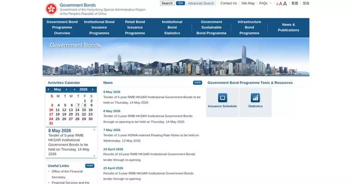 HKMA Announces RMB1.25 Billion 5-Year Government Bonds Tender for May 2026