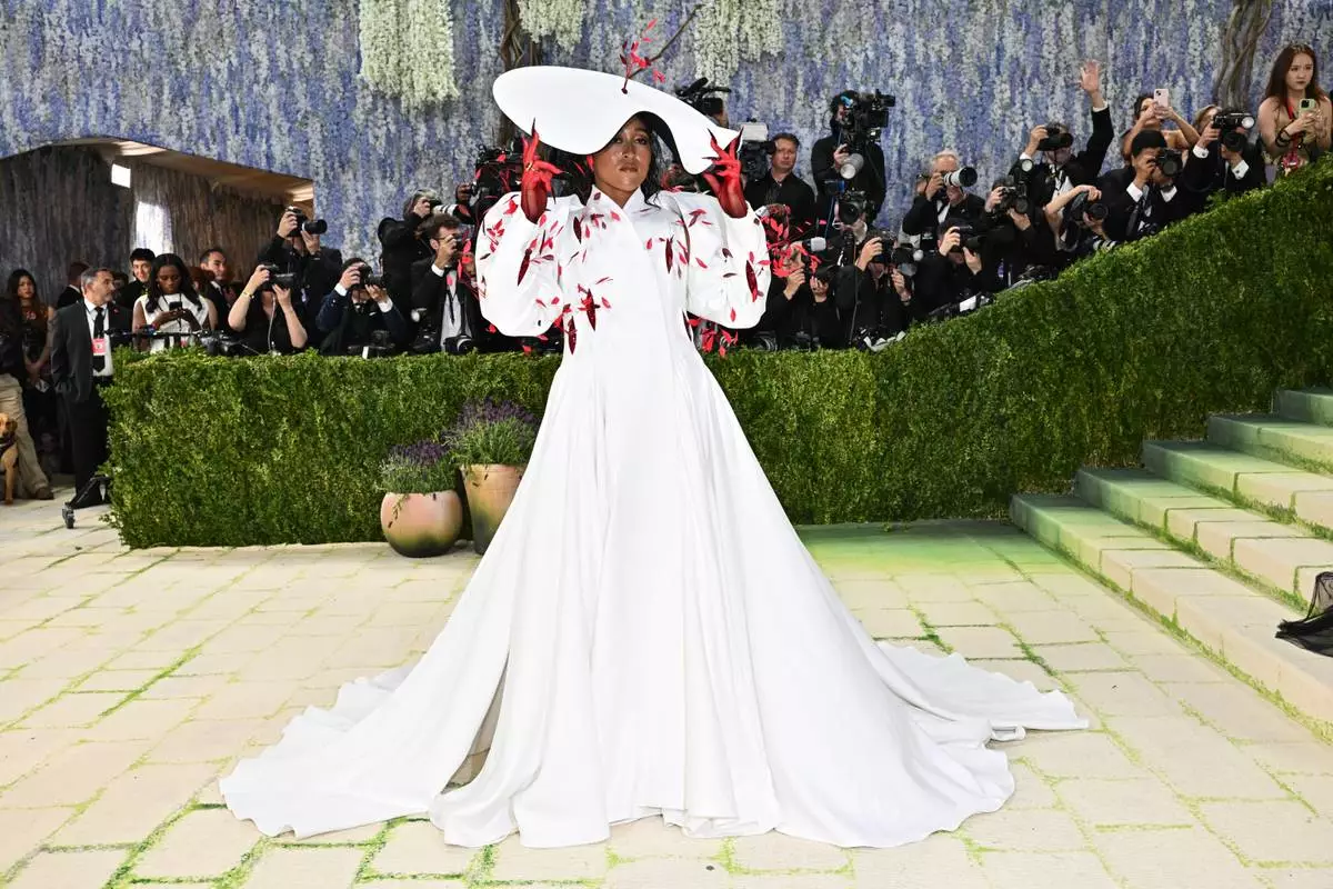 Naomi Osaka arrives at The Metropolitan Museum of Art's Costume Institute benefit gala celebrating the opening of the "Costume Art" exhibition on Monday, May 4, 2026, in New York. (Photo by Evan Agostini/Invision/AP)