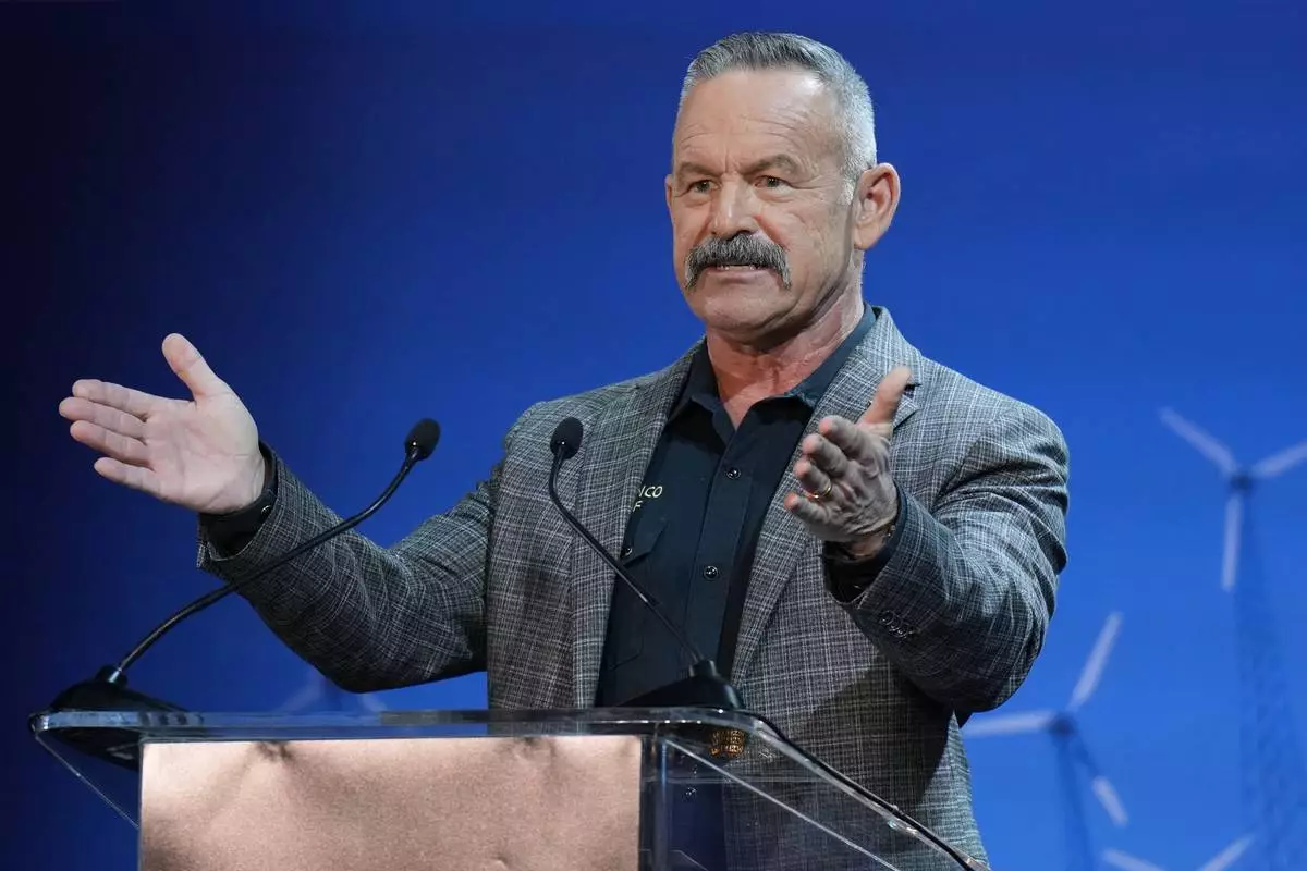Chad Bianco speaks during a gubernatorial debate hosted by CBS LA at Pomona College in Claremont, Calif., Tuesday, April 28, 2026. (AP Photo/Jae C. Hong)