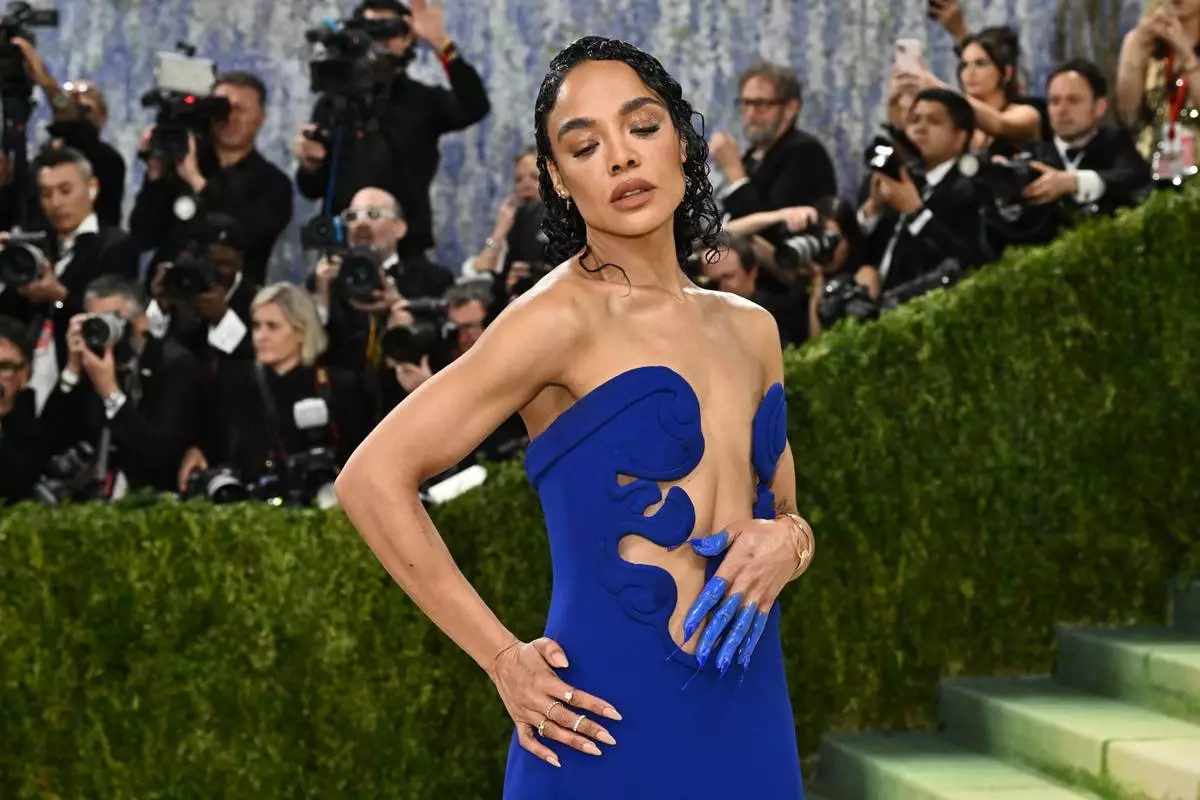 Tessa Thompson arrives at The Metropolitan Museum of Art's Costume Institute benefit gala celebrating the opening of the "Costume Art" exhibition on Monday, May 4, 2026, in New York. (Photo by Evan Agostini/Invision/AP)