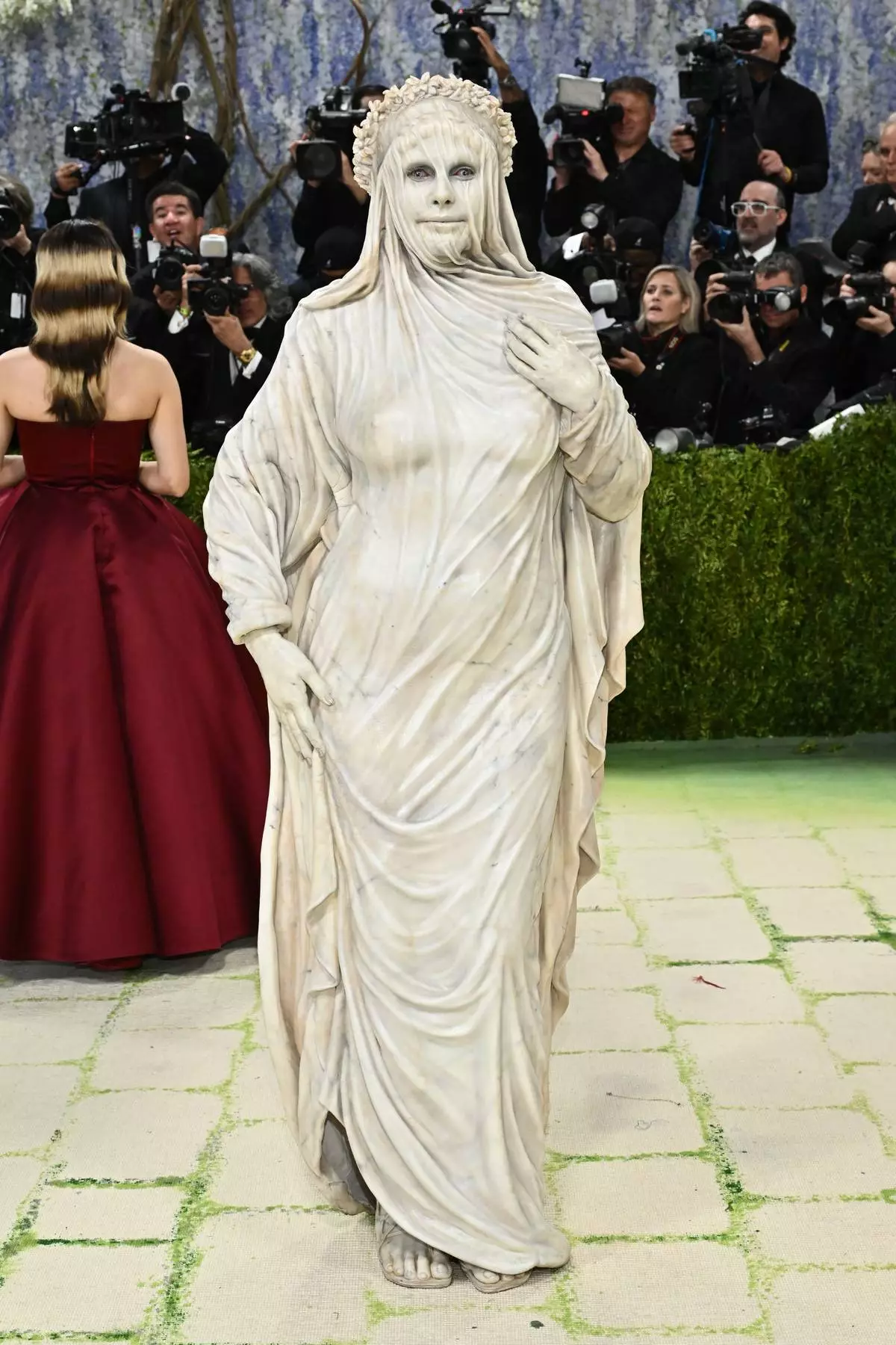 Heidi Klum arrives at The Metropolitan Museum of Art's Costume Institute benefit gala celebrating the opening of the "Costume Art" exhibition on Monday, May 4, 2026, in New York. (Photo by Evan Agostini/Invision/AP)