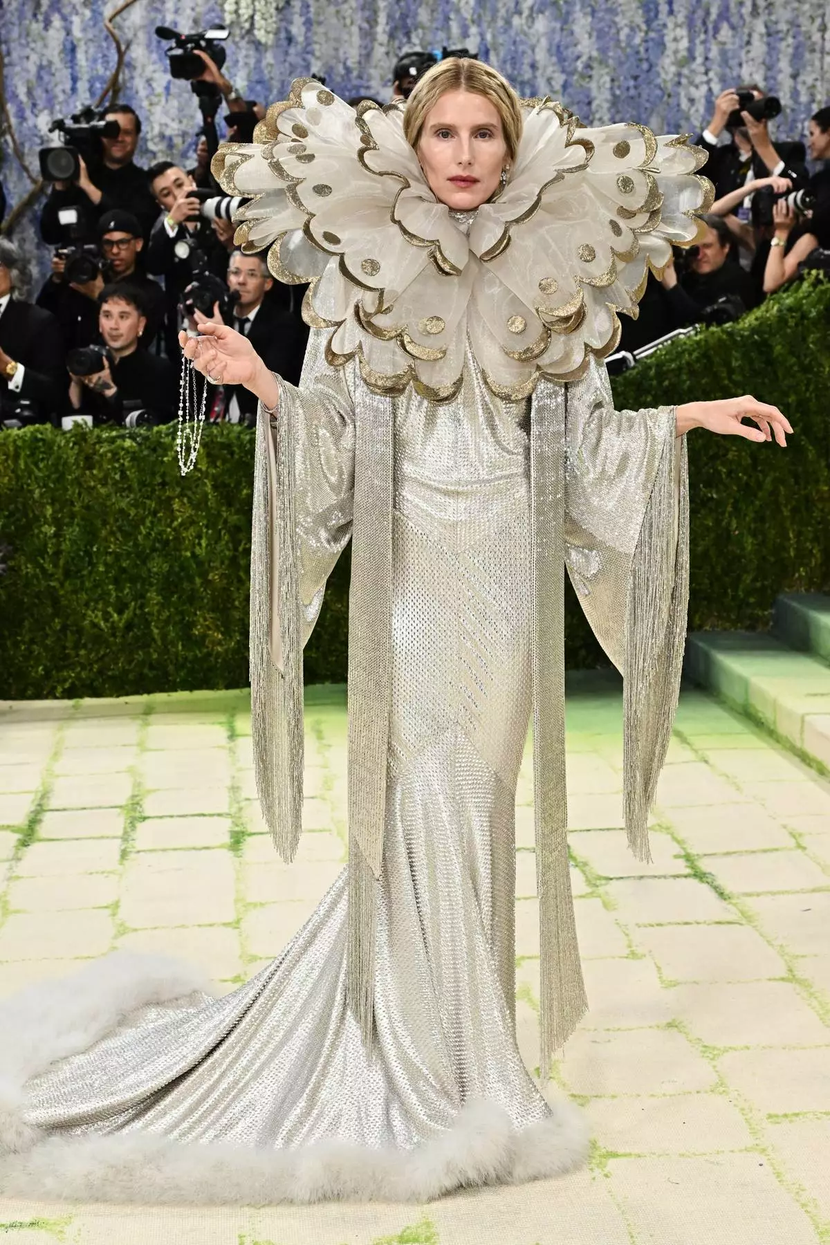 Dree Hemingway arrives at The Metropolitan Museum of Art's Costume Institute benefit gala celebrating the opening of the "Costume Art" exhibition on Monday, May 4, 2026, in New York. (Photo by Evan Agostini/Invision/AP)