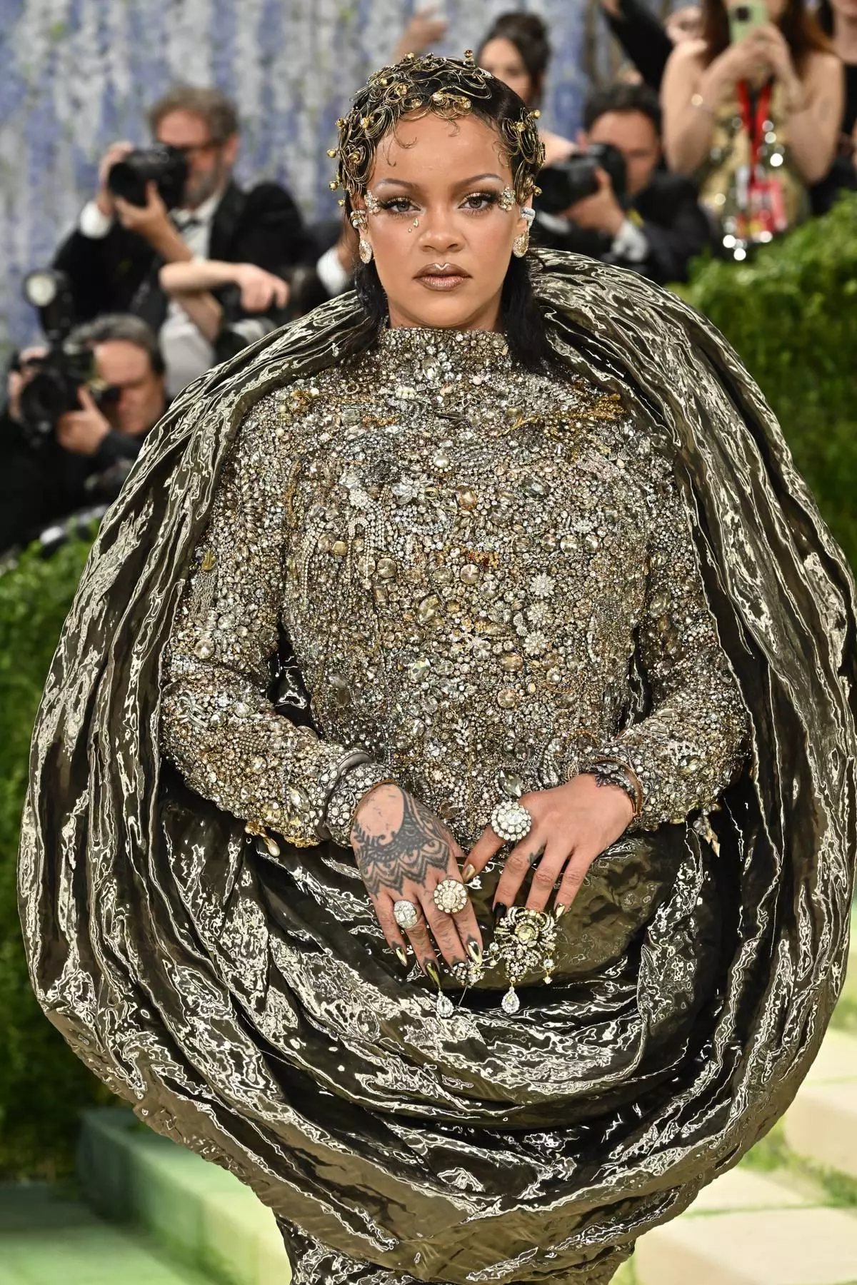 Rihanna arrives at The Metropolitan Museum of Art's Costume Institute benefit gala celebrating the opening of the "Costume Art" exhibition on Monday, May 4, 2026, in New York. (Photo by Evan Agostini/Invision/AP)