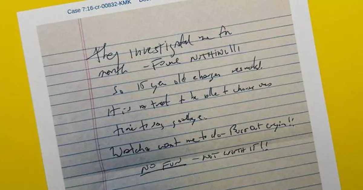 Handwriting on newly released note matches one found after Epstein's death, experts tell AP