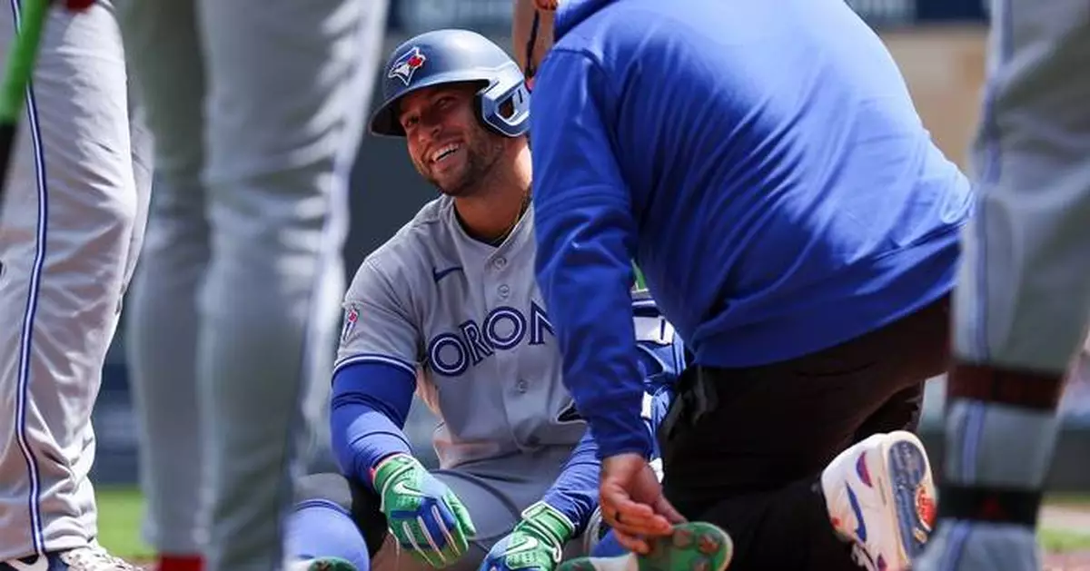 George Springer leaves Blue Jays game after being hit by pitch again on left foot