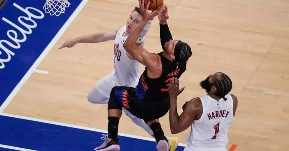 Hart scores 26 and the Knicks move 2 wins from the NBA Finals with a 109-93 victory over the Cavs