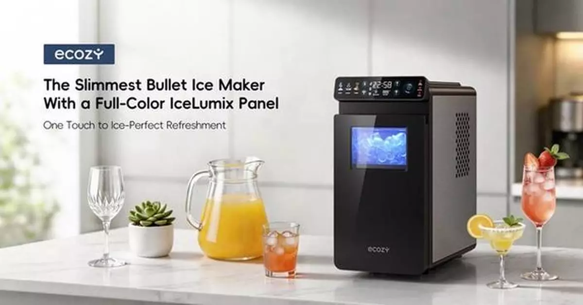 ecozy Launches the Slimmest Bullet Ice Maker with Full-Color IceLumix Panel -- A Compact, Space-Saving Ice Solution for Modern Living