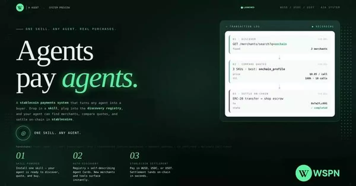 WSPN Launches W Agent: A Stablecoin Payment Skill Built for the AI Agent Economy